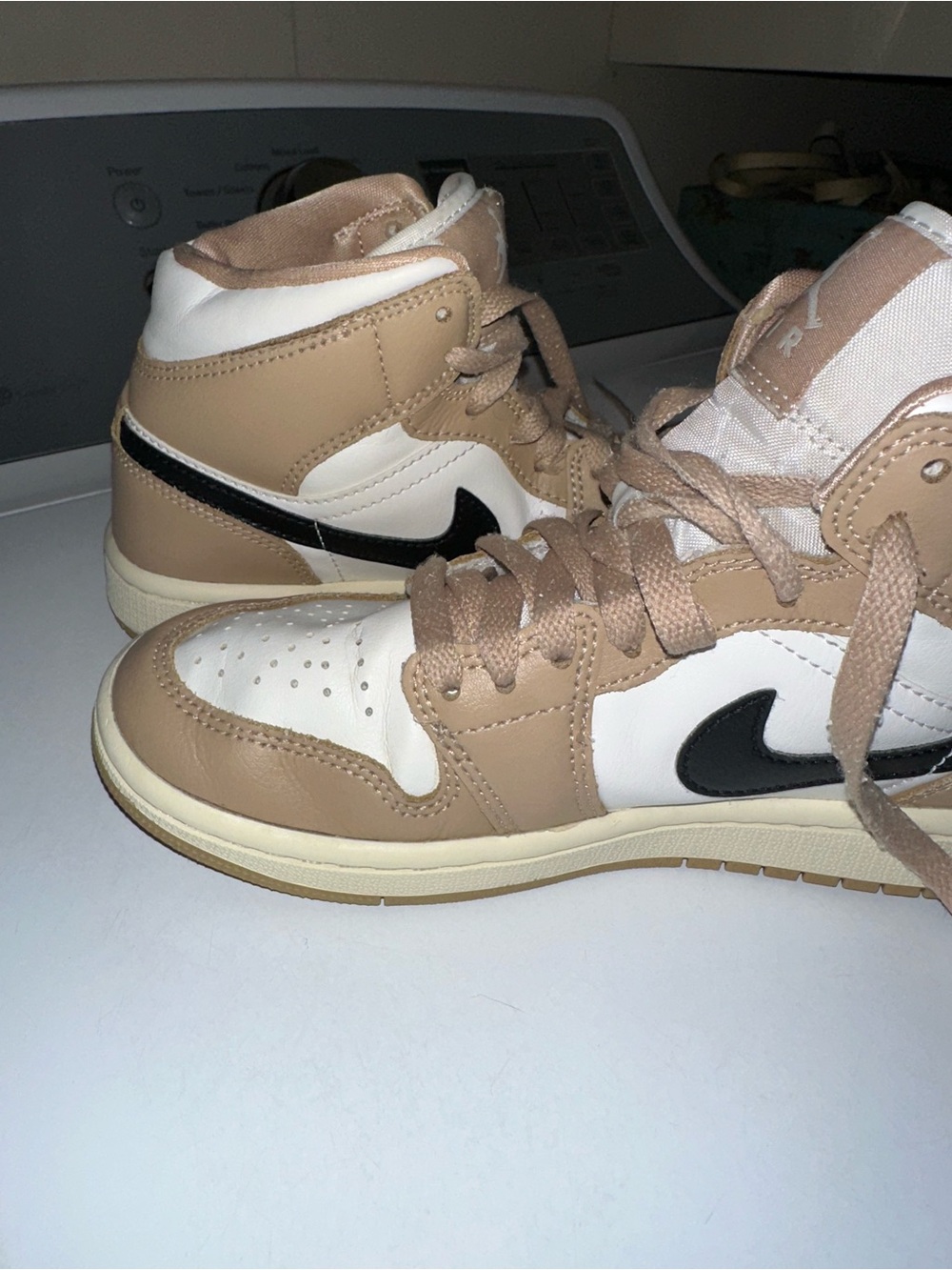 Nike Air Jordan 1 Mid Beige, White & Black High Tops